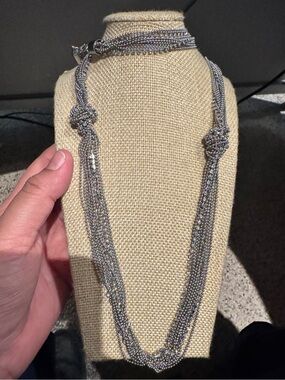 Vintage Silver Multi-Strand Knot Necklace - Elegant Women’s Jewelry